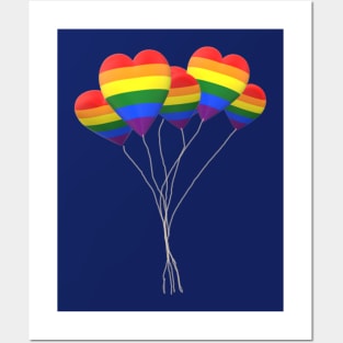 Rainbow Heart Balloons Posters and Art